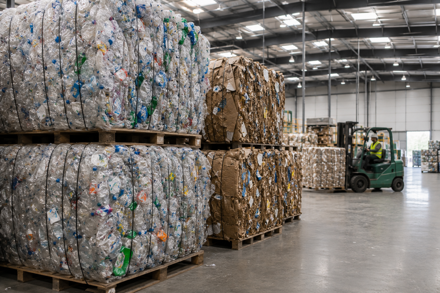 Processed recyclable material recovered and prepared for reuse